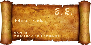 Bohner Rados névjegykártya